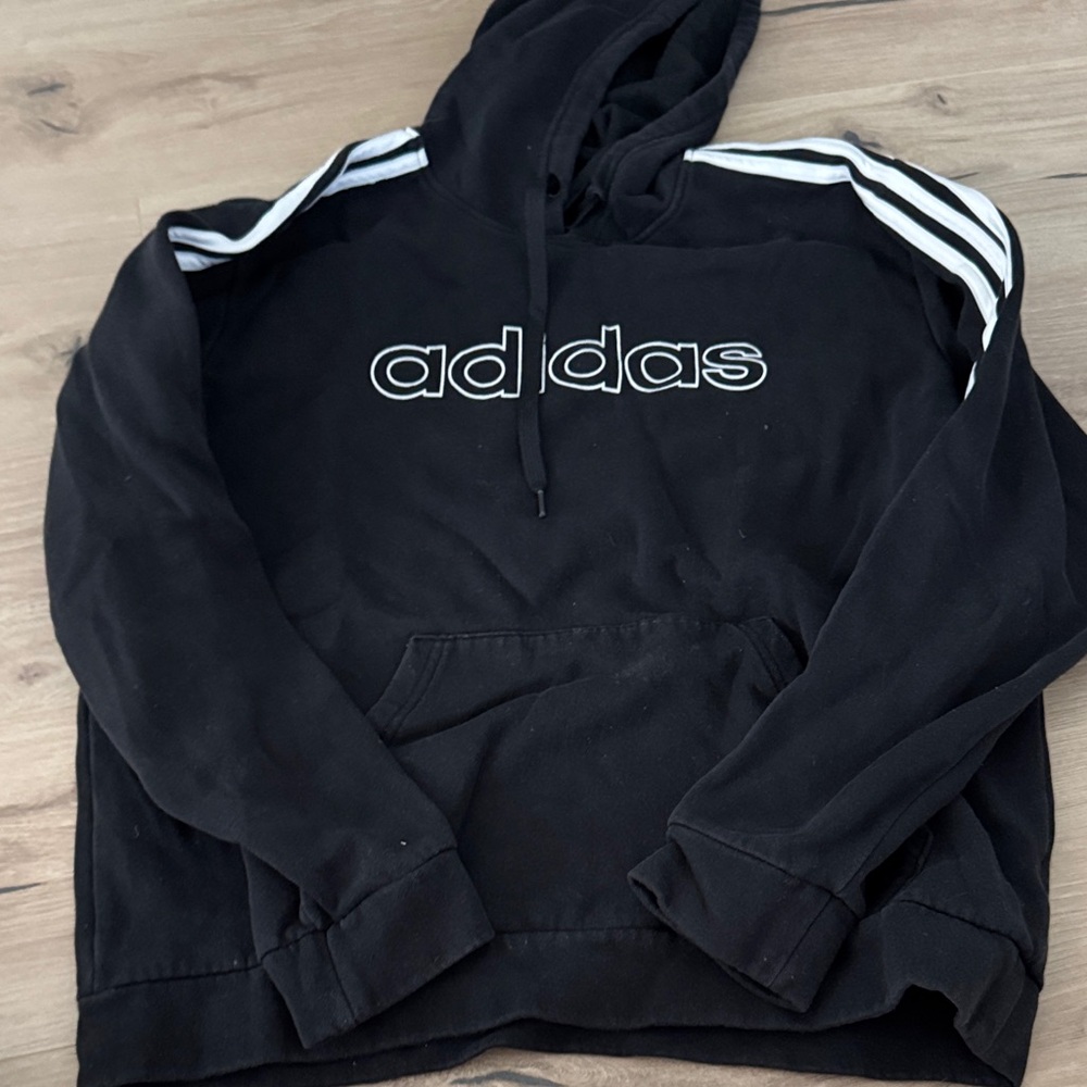 Adidas Black Hoodie with White Accents